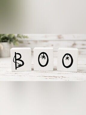Wooden BOO Block Set - White and Black Halloween Décor